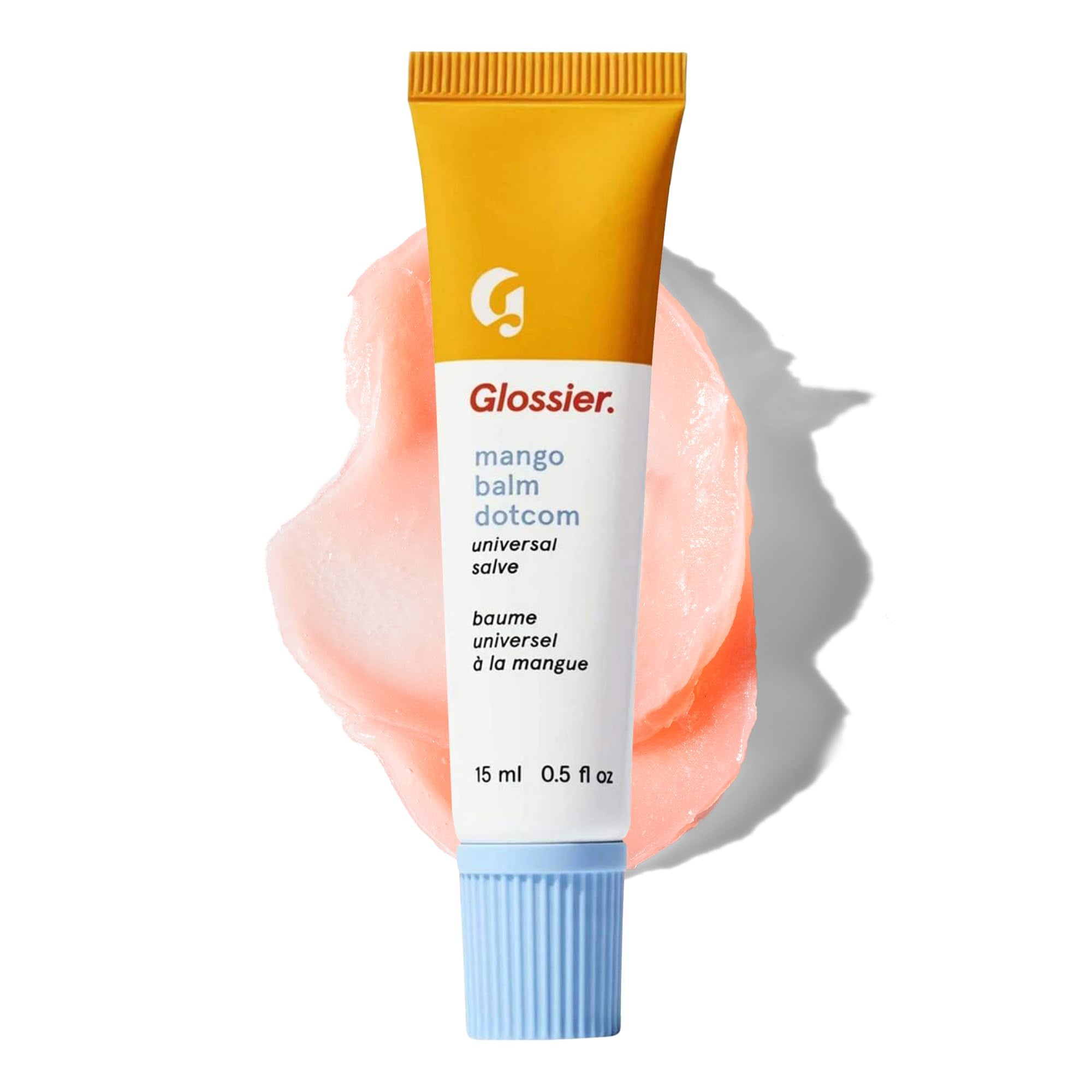 Glossier Balm Dotcom Hydrating Tinted Lip Balm - Universal Salve, Up to 12Hr Moisture for Dry Lips, Cuticles & Skin - Lanolin, Beeswax & Castor Oil - Mango, Tropical Peach Tint, 15ml - TrustMedUSA