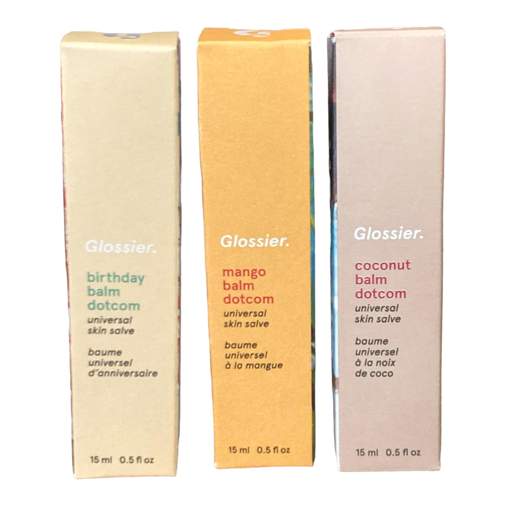 Glossier Balm Dotcom Trio Mango, Birthday, Coconut Size: 0.5 fl oz / 15 ml - TrustMedUSA
