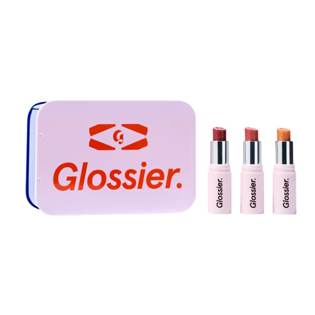 Glossier Mini Ultralip Trio Holiday Gift Set: Pony+, Villa+, Trophy – High-Shine Hydrating Lipstick Minis 0.16 oz - TrustMedUSA
