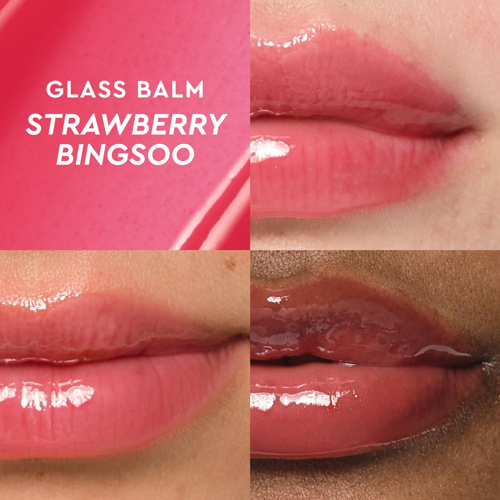 Glow Recipe Glass Balm Lip Treatment - 12Hr Hydrating Lip Balm & Moisturizer with Hyaluronic Acid to Smooth, Plump & Protect from Dryness - Sheer Pinky Red Tint, Strawberry Bingsoo (15 ml) - TrustMedUSA