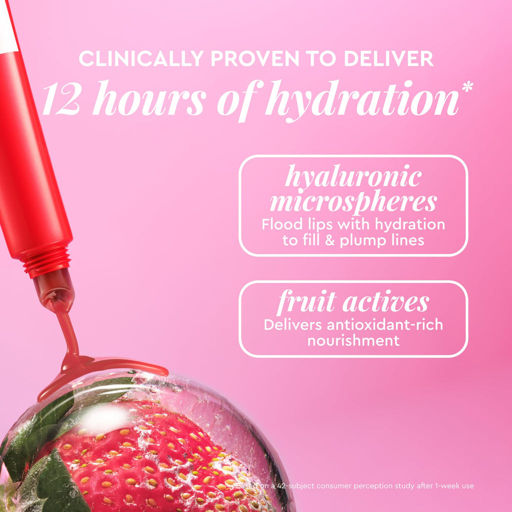 Glow Recipe Glass Balm Lip Treatment - 12Hr Hydrating Lip Balm & Moisturizer with Hyaluronic Acid to Smooth, Plump & Protect from Dryness - Sheer Pinky Red Tint, Strawberry Bingsoo (15 ml) - TrustMedUSA
