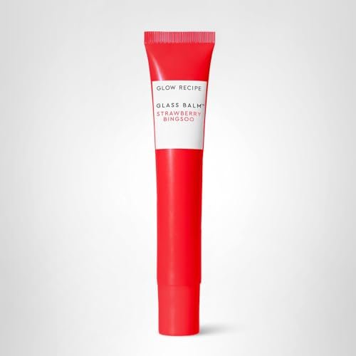 Glow Recipe Glass Balm Lip Treatment - 12Hr Hydrating Lip Balm & Moisturizer with Hyaluronic Acid to Smooth, Plump & Protect from Dryness - Sheer Pinky Red Tint, Strawberry Bingsoo (15 ml) - TrustMedUSA