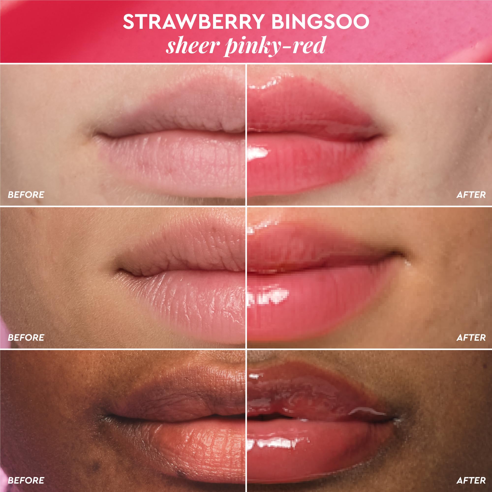 Glow Recipe Glass Balm Lip Treatment - 12Hr Hydrating Lip Balm & Moisturizer with Hyaluronic Acid to Smooth, Plump & Protect from Dryness - Sheer Pinky Red Tint, Strawberry Bingsoo (15 ml) - TrustMedUSA