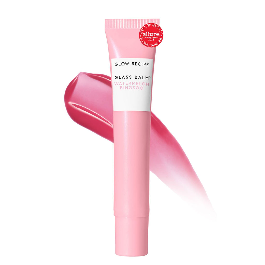 Glow Recipe Glass Balm Lip Treatment - 12Hr Hydrating Lip Balm & Moisturizer with Hyaluronic Acid to Smooth, Plump & Protect from Dryness - Sheer Soft Pink Tint, Watermelon Bingsoo (15 ml) - TrustMedUSA