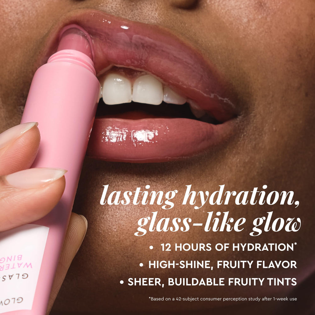 Glow Recipe Glass Balm Lip Treatment - 12Hr Hydrating Lip Balm & Moisturizer with Hyaluronic Acid to Smooth, Plump & Protect from Dryness - Sheer Soft Pink Tint, Watermelon Bingsoo (15 ml) - TrustMedUSA