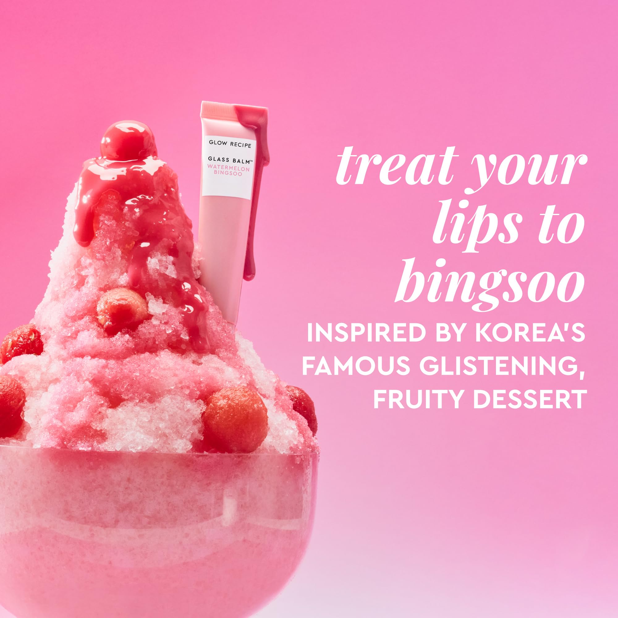 Glow Recipe Glass Balm Lip Treatment - 12Hr Hydrating Lip Balm & Moisturizer with Hyaluronic Acid to Smooth, Plump & Protect from Dryness - Sheer Soft Pink Tint, Watermelon Bingsoo (15 ml) - TrustMedUSA