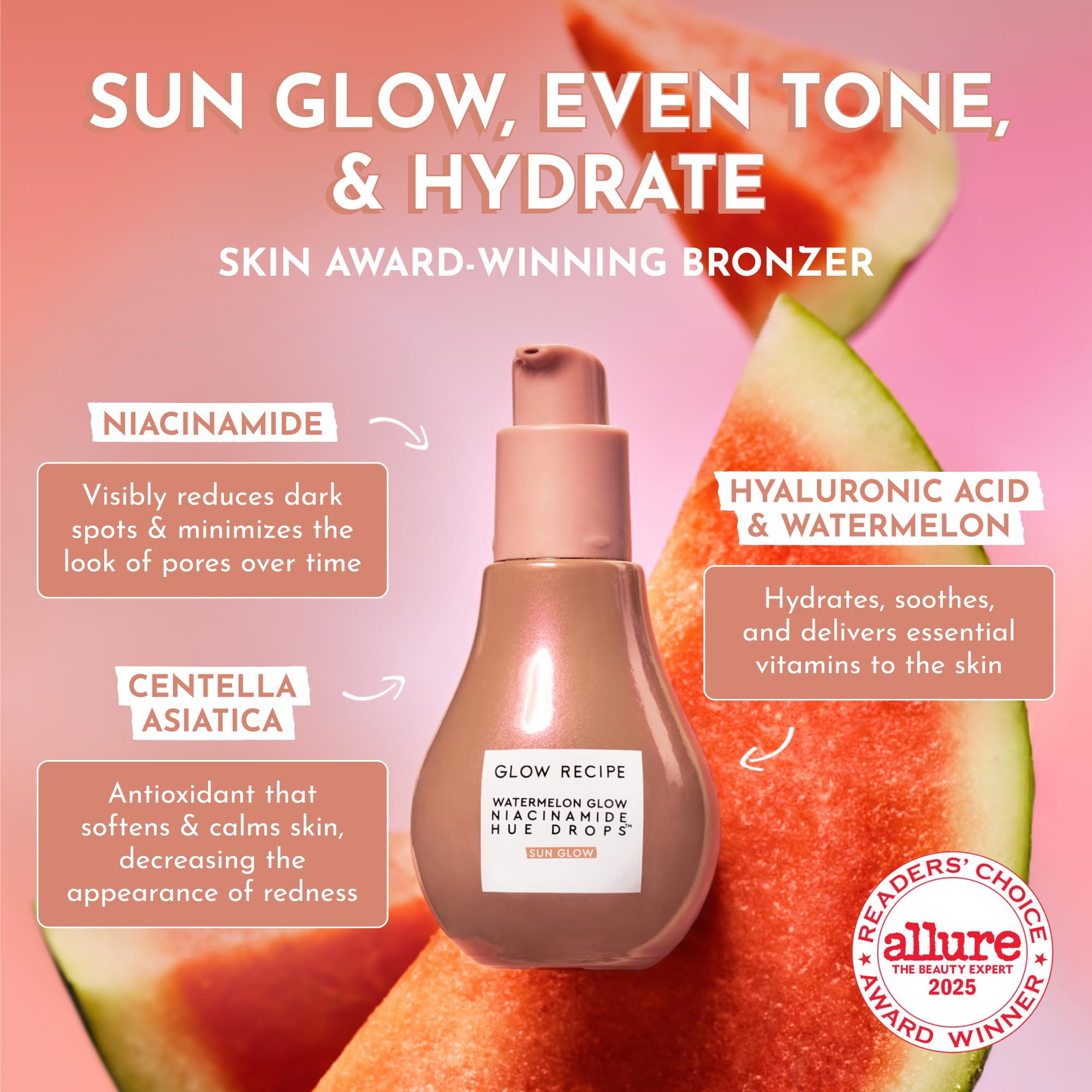 Glow Recipe Hue Drops Bronzing Drops, Tinted Face Serum, Glow Primer + Liquid Highlighter, Niacinamide + Hyaluronic Acid, Radiant Warm Glow, Sunglow (40ml) - TrustMedUSA