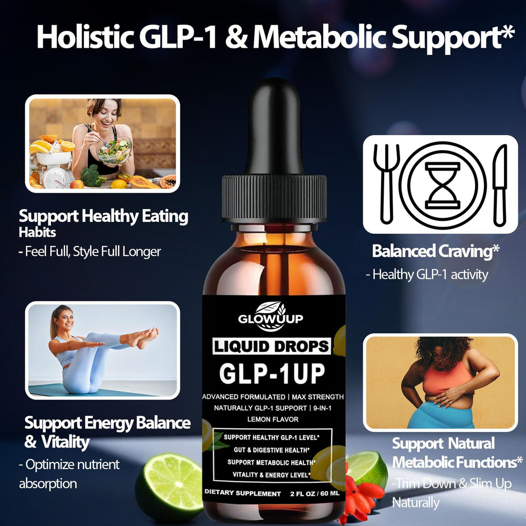 GLP-1 Supplement for Women & Men, 9-in-1 Naturally GLP-1 Support w. Berberine HCI Cyelon Cinnamon Green Tea Eriocitrin, GLP1 for Gut Digestion Metabolic, GLP-1 Drops 6X Stronger Than Capsules - TrustMedUSA