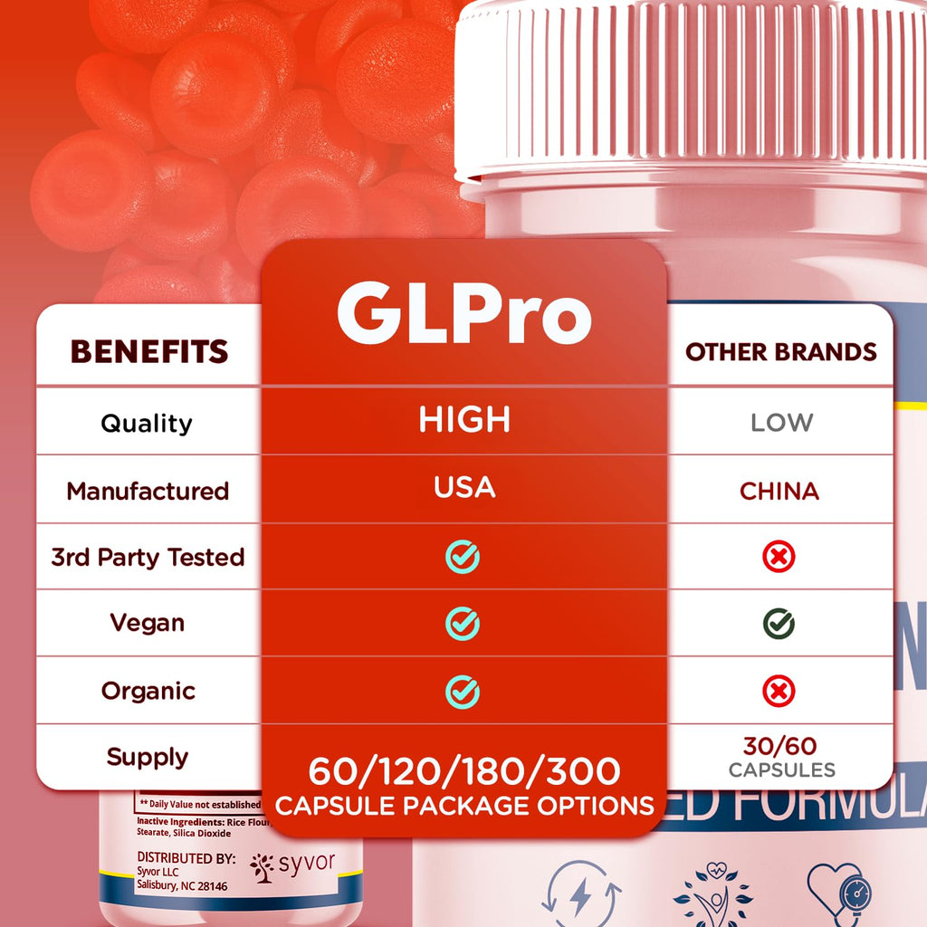 GLPro Blood Capsules, Official GLPro Blood Health Support Pills with All Natural Ingredients, Advanced Formula Supplement with Maximum Strength Premium Vitamins for Women and Men (60 Capsules) - TrustMedUSA