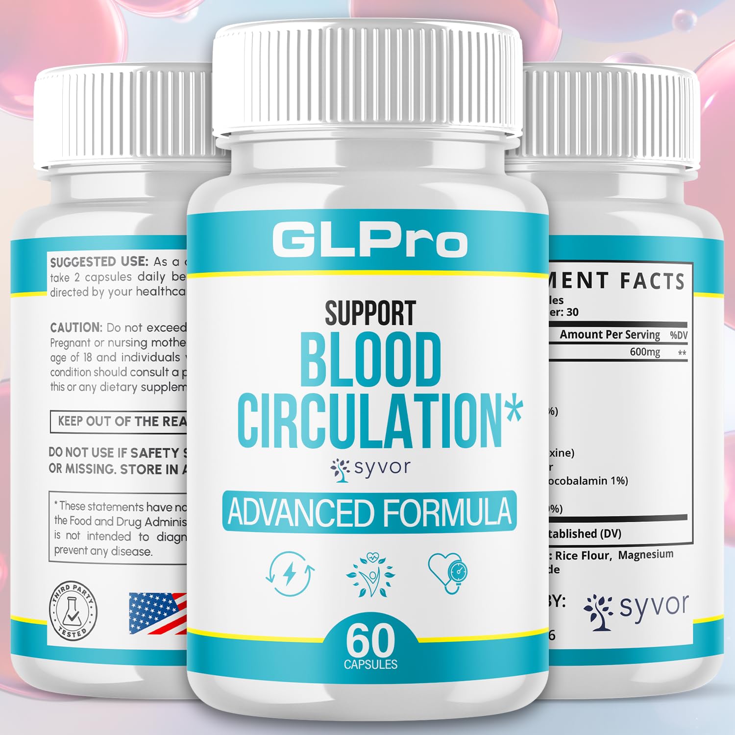 GLPro Blood Capsules, Official GLPro Blood Health Support Pills with All Natural Ingredients, Advanced Formula Supplement with Maximum Strength Premium Vitamins for Women and Men (60 Capsules) - TrustMedUSA