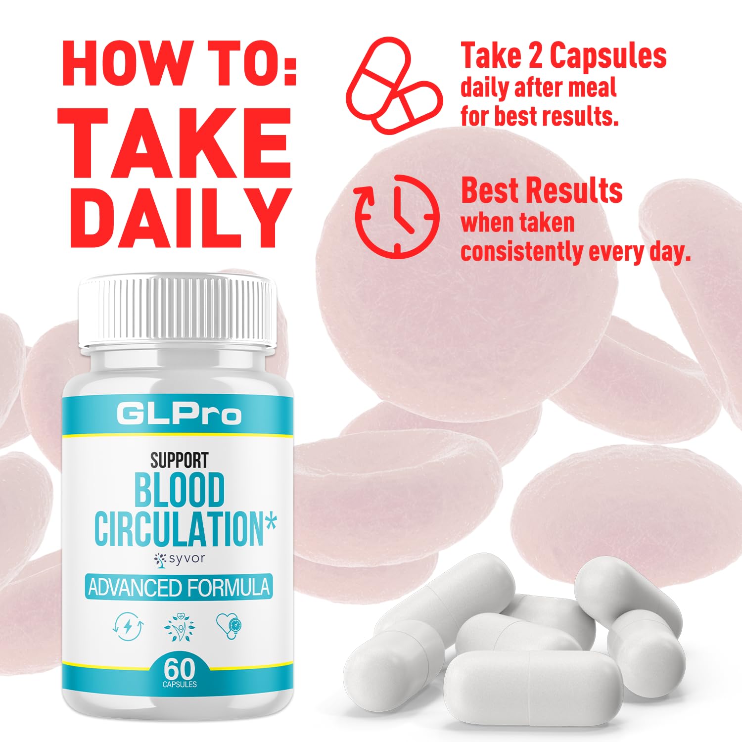 GLPro Blood Capsules, Official GLPro Blood Health Support Pills with All Natural Ingredients, Advanced Formula Supplement with Maximum Strength Premium Vitamins for Women and Men (60 Capsules) - TrustMedUSA