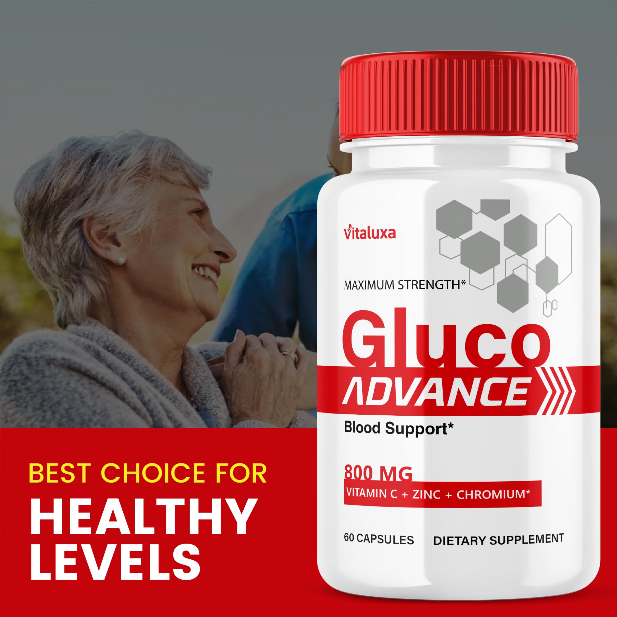 Gluco Advance Capsules, Gluco Advanced Blood Support Supplement GlucoAdvance Pills for Joints, GlucoseAdvance Premium Blend Flow Balance All Natural Formula Overall Health Wellness (60 Capsules) - TrustMedUSA