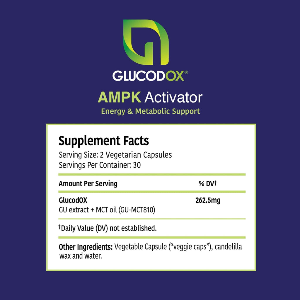 GlucodOX AMPK Activator Supplement – AMPK Enzyme, Metabolism Booster, Guggul Supplement for Body Management & Longevity – Vegan Metabolic Support - 30 Day Supply (60 Capsules) - TrustMedUSA