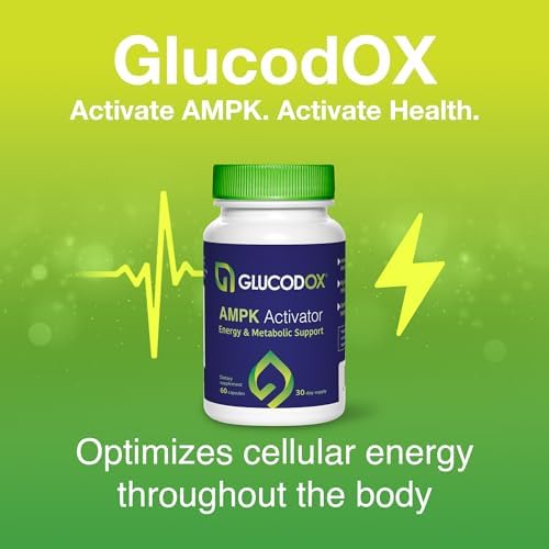 GlucodOX AMPK Activator Supplement – AMPK Enzyme, Metabolism Booster, Guggul Supplement for Body Management & Longevity – Vegan Metabolic Support - 30 Day Supply (60 Capsules) - TrustMedUSA