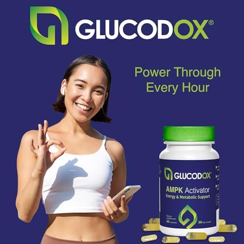 GlucodOX AMPK Activator Supplement – AMPK Enzyme, Metabolism Booster, Guggul Supplement for Body Management & Longevity – Vegan Metabolic Support - 30 Day Supply (60 Capsules) - TrustMedUSA