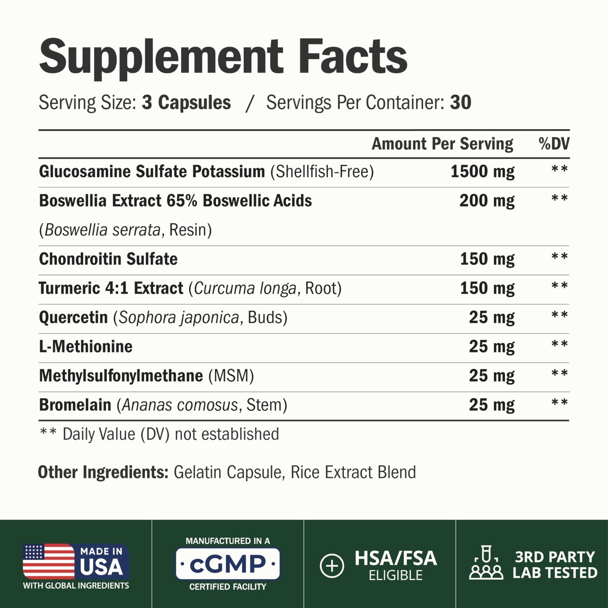 Glucosamine Chondroitin MSM – Joint Support Supplement for Women and Men with Glucosamine Sulfate 1500 mg, Chondroitin and MSM – for Cartilage, Joint Health and Flexibility – 90 Capsules - Maple Wellness Supplements