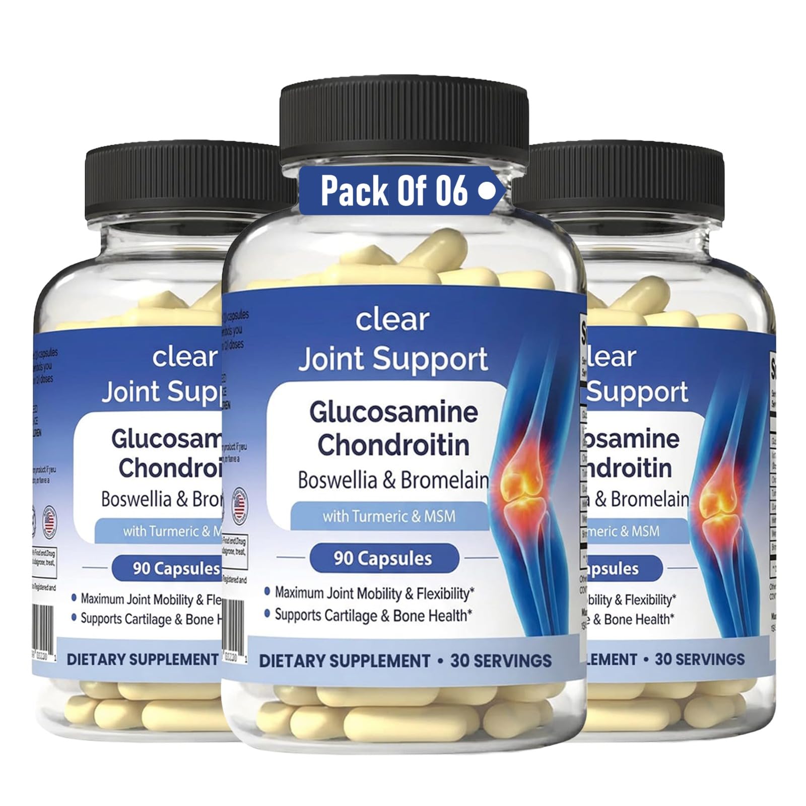 Glucosamine Chondroitin MSM with Turmeric & Boswellia 540 Capsules | 8-in-1 Joint Support Supplement for Flexibility & Mobility | Joint Supplement for Men & Women – Supports Back, Knees, Hips & Joints - TrustMedUSA
