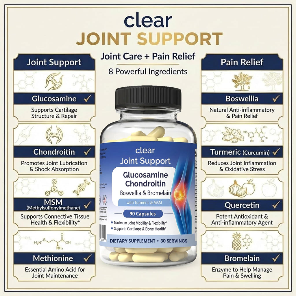 Glucosamine Chondroitin MSM with Turmeric & Boswellia 540 Capsules | 8-in-1 Joint Support Supplement for Flexibility & Mobility | Joint Supplement for Men & Women – Supports Back, Knees, Hips & Joints - TrustMedUSA