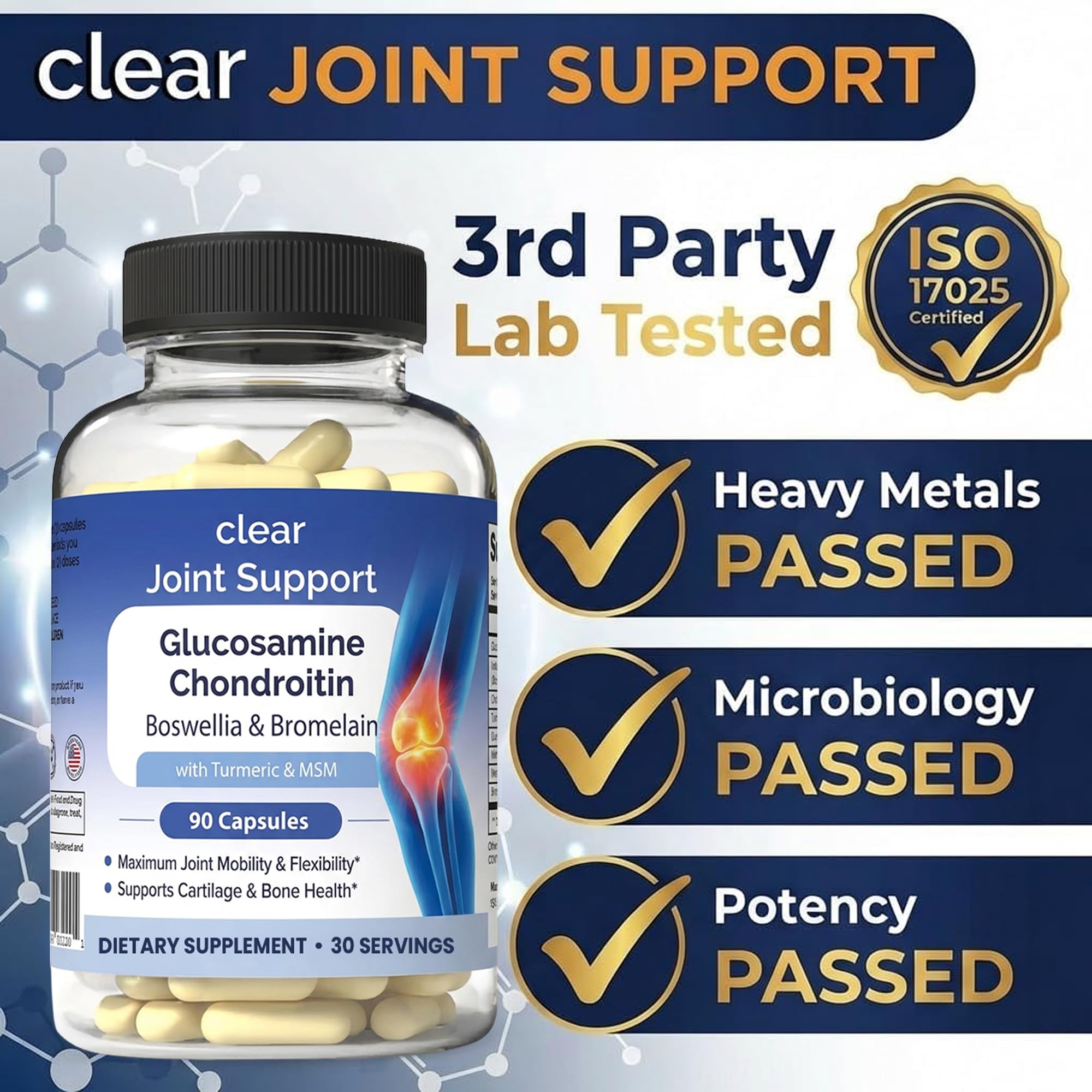 Glucosamine Chondroitin MSM with Turmeric & Boswellia 540 Capsules | 8-in-1 Joint Support Supplement for Flexibility & Mobility | Joint Supplement for Men & Women – Supports Back, Knees, Hips & Joints - TrustMedUSA
