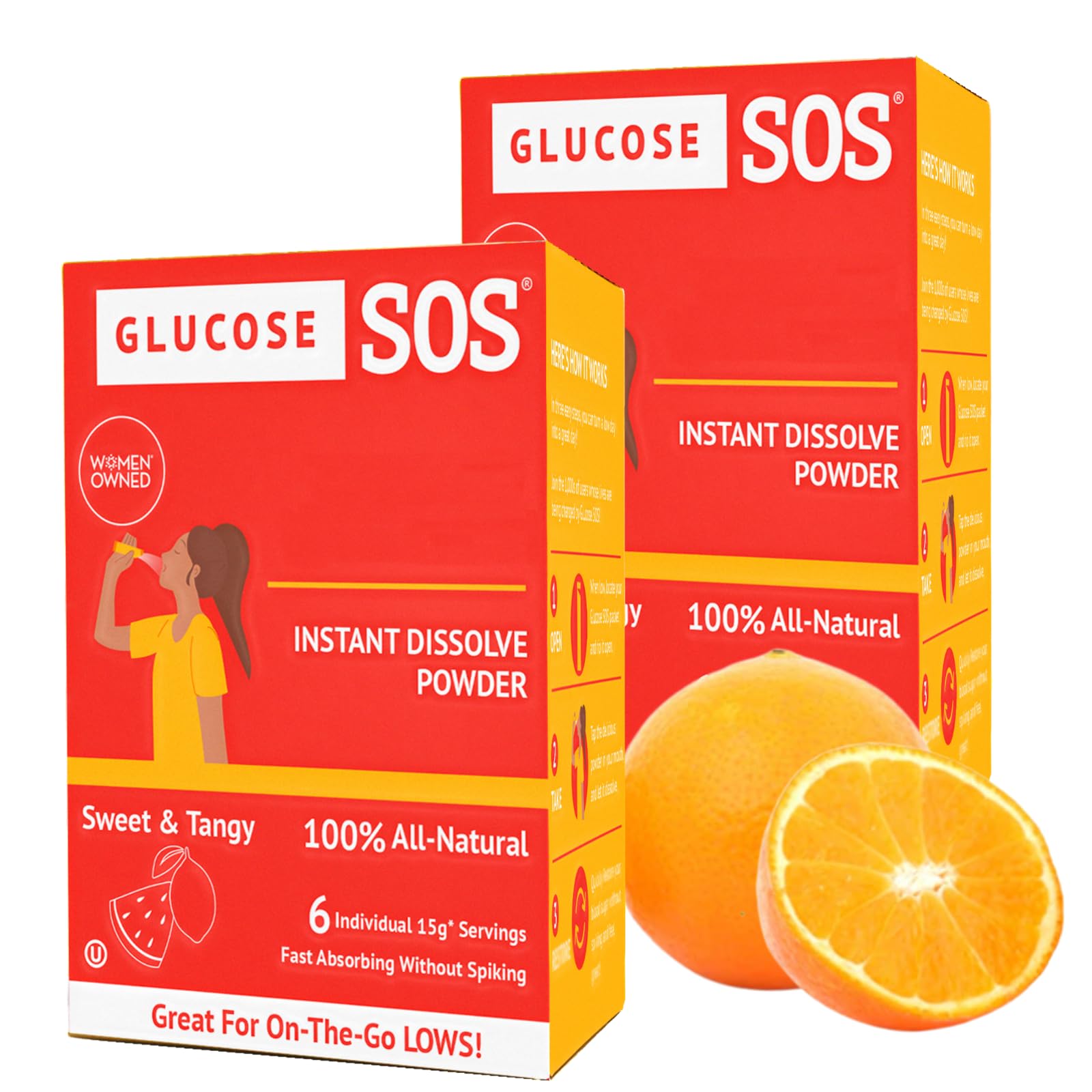 Glucose SOS Glucose Powder Packets with Natural Dextrose, Fast-Absorption That Instantly Dissolves in Your Mouth with No Water Needed, Sweet & Tangy 12 Servings - TrustMedUSA