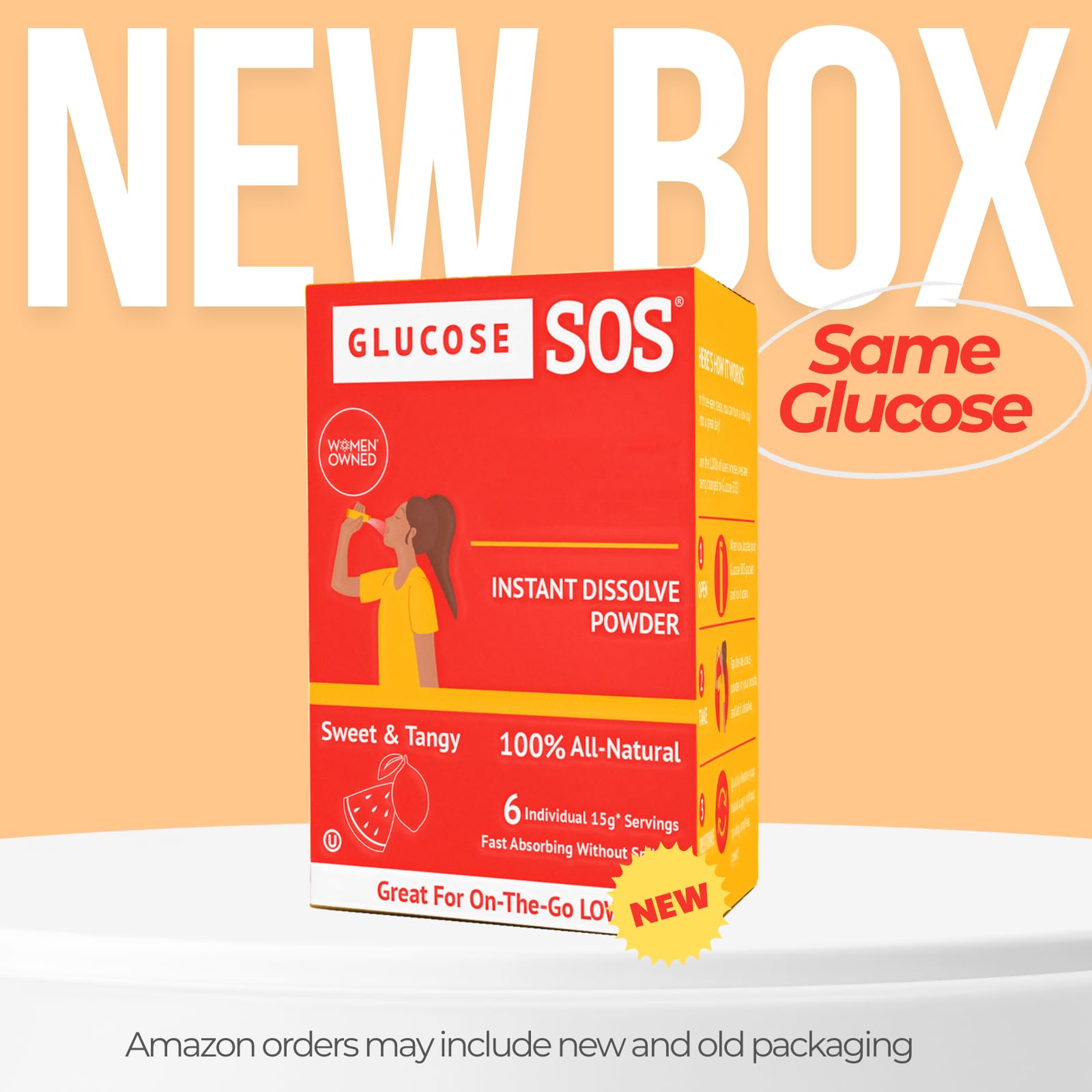 Glucose SOS Glucose Powder Packets with Natural Dextrose, Fast-Absorption That Instantly Dissolves in Your Mouth with No Water Needed, Sweet & Tangy 12 Servings - TrustMedUSA