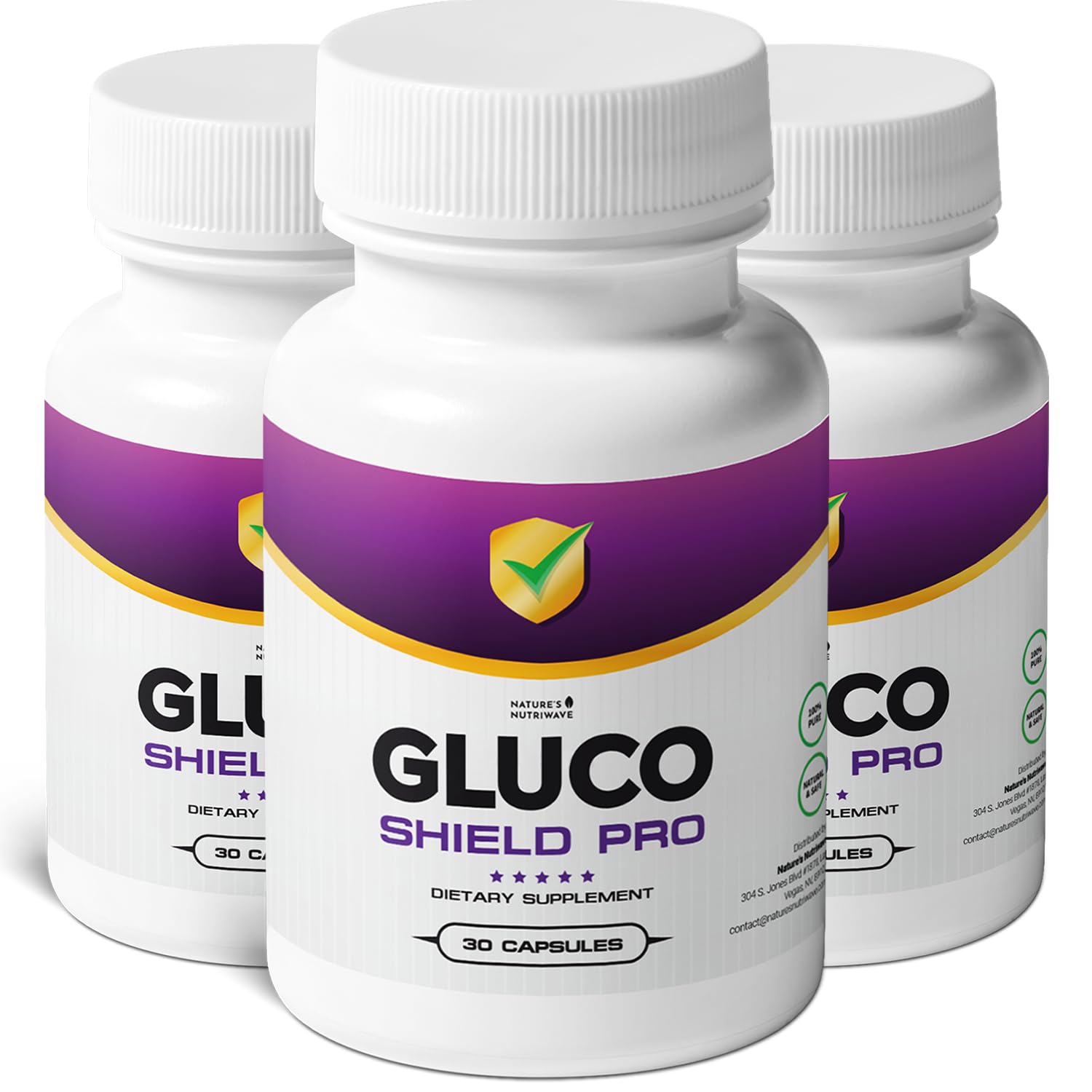 GlucoShield Pro - Natural Supplement with Vitamins B1, B2, B6, Magnesium, Zinc & Calcium | Non-GMO, Stimulant-Free, Easy-to-Take | Made in the USA, GMP-Certified | 30 Capsules, 3 Month Supply - TrustMedUSA