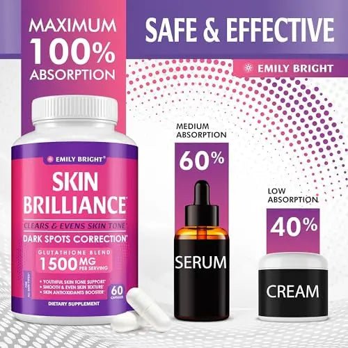 Glutathione Capsules - 1,500mcg Glutathione Supplement - Skin Tone Enhancer - Targets - TrustMedUSA
