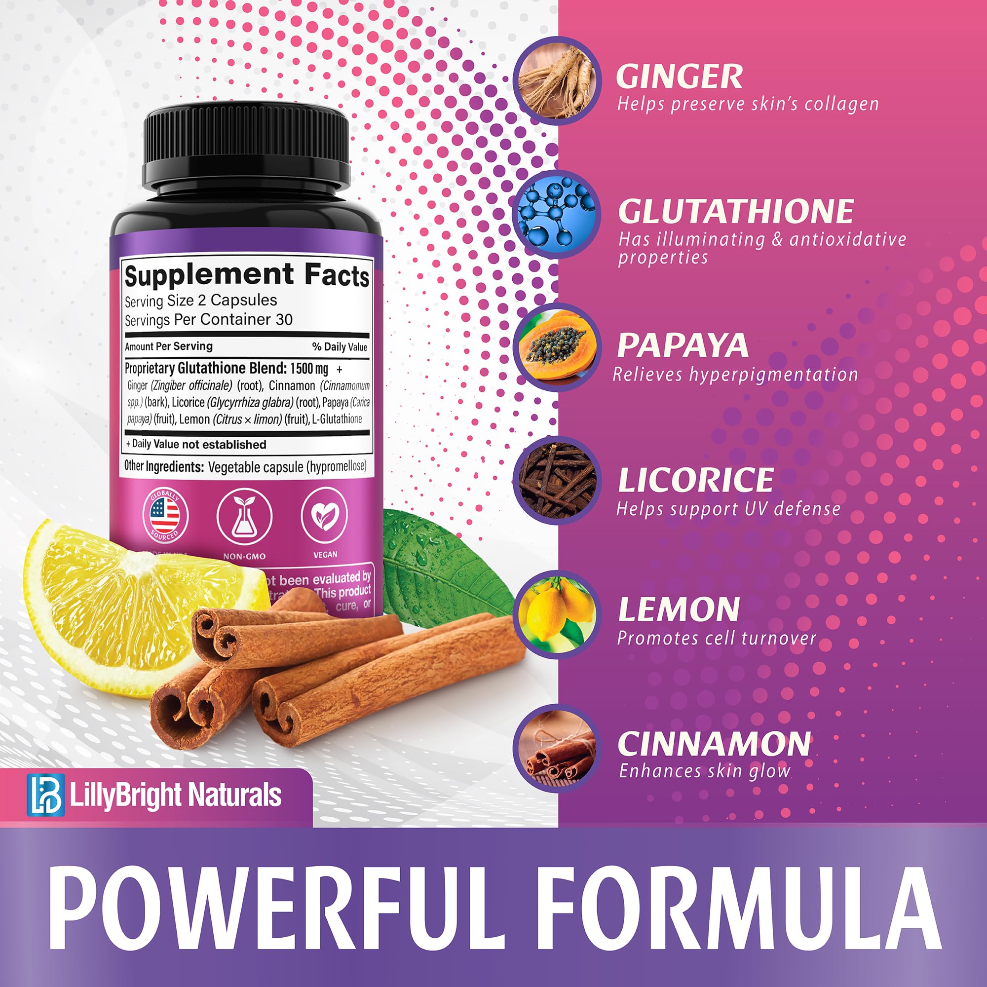 Glutathione Capsules - 1,500mcg L-Glutathione Supplement with Vitamin C - Skin Tone Enhancer - Targets Dark Spots & Acne Marks - Antioxidant Supplement for Beauty & Health Support - 60 Skin Pills - TrustMedUSA