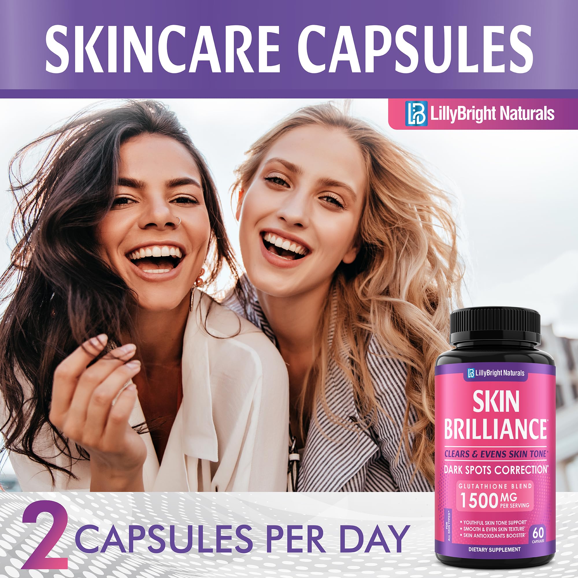 Glutathione Capsules - 1,500mcg L-Glutathione Supplement with Vitamin C - Skin Tone Enhancer - Targets Dark Spots & Acne Marks - Antioxidant Supplement for Beauty & Health Support - 60 Skin Pills - TrustMedUSA