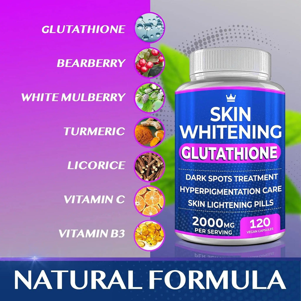Glutathione Whitening Pills - 120 Capsules 2000mg Glutathione - Effective Skin Lightening - TrustMedUSA