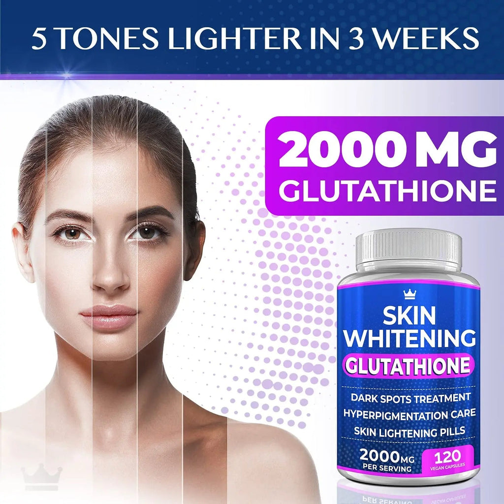 Glutathione Whitening Pills - 120 Capsules 2000mg Glutathione - Effective Skin Lightening - TrustMedUSA