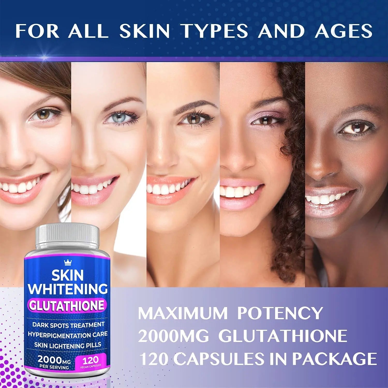 Glutathione Whitening Pills - 120 Capsules 2000mg Glutathione - Effective Skin Lightening - TrustMedUSA