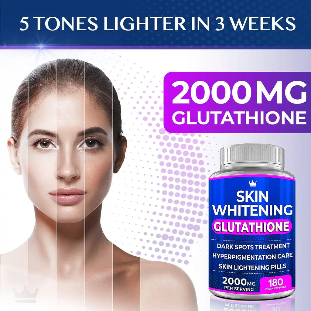 Glutathione Whitening Pills - 180 Capsules 2000mg Glutathione - Effective Skin Lightening - TrustMedUSA