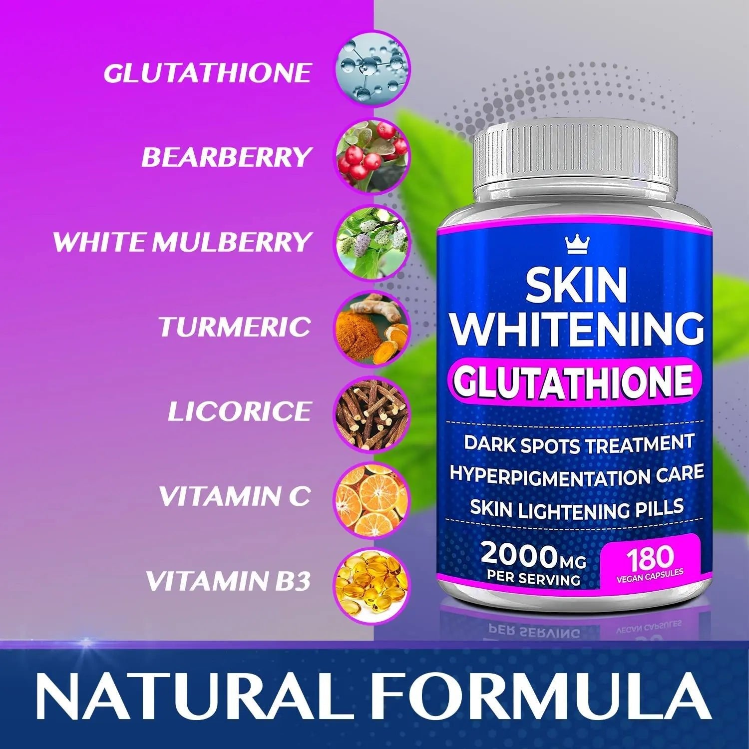 Glutathione Whitening Pills - 180 Capsules 2000mg Glutathione - Effective Skin Lightening - TrustMedUSA