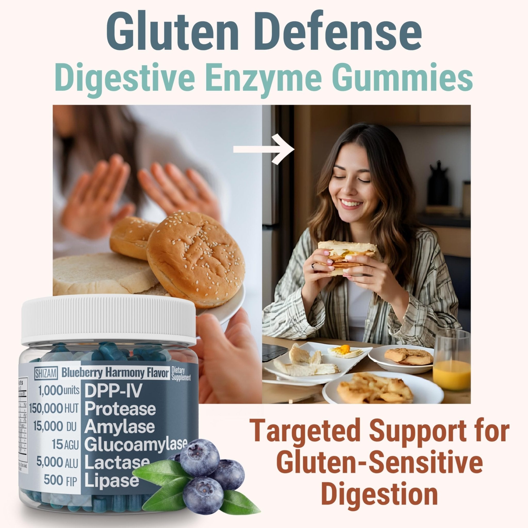 Gluten & Lactase Digestive Enzyme Gummies – Lactase Pancreatic Enzymes with DPP‑IV Lipase Gluco‑Amylase Lactase, Drops Chewables Capsules Pills Powder Supplement Alt, Pancreatic Support, for Kids - TrustMedUSA