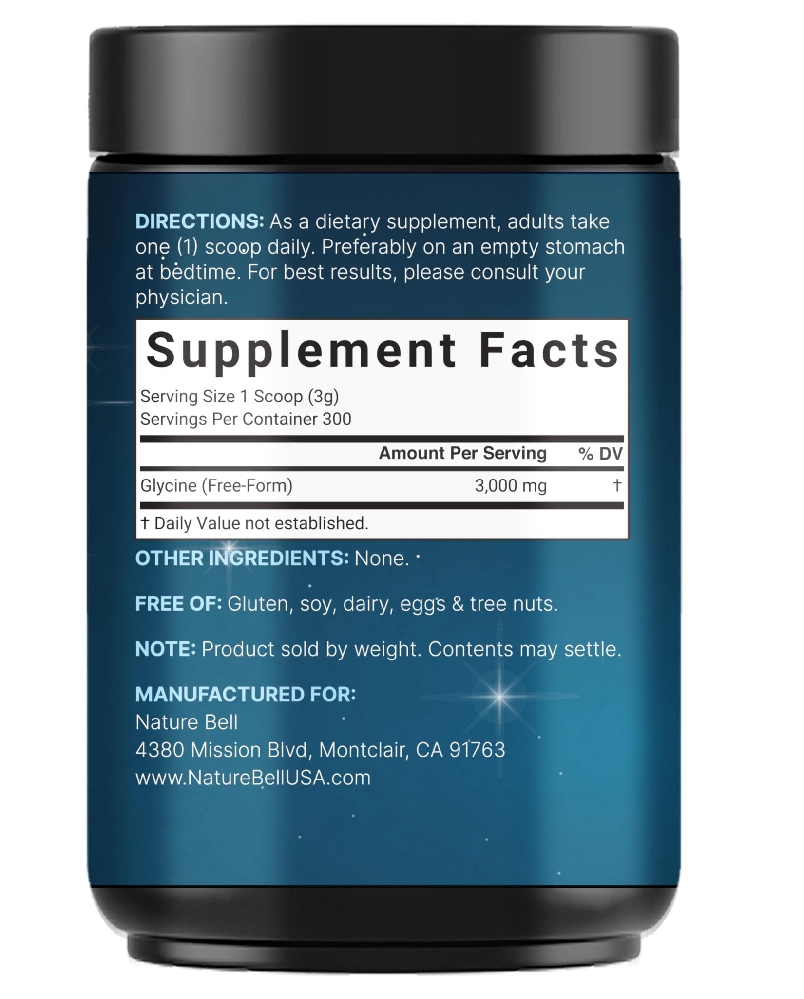 Glycine Powder, 300 Servings (2 lb) – 3,000 mg Free-Form Glycine Per Serving – Unflavored Pure Powder – Non-GMO, cGMP Manufactured - TrustMedUSA