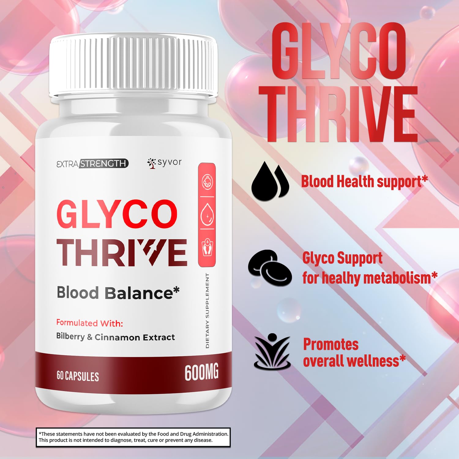 Glyco Thrive Capsules, Official GlycoThrive Glycogen Support Pills with All Natural Ingredients, Advanced Formula Health Supplement with Max Strength Premium Vitamins for Women & Men (60 Capsules) - TrustMedUSA