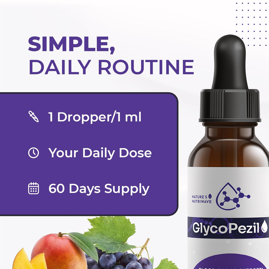 GlycoPezil – Daily Liquid Botanical Supplement with Chromium, Maca Root, Ginseng & Plant Extracts – Clean, Stimulant-Free Formula – GMP-Certifed, Non-GMO, Made in USA - 2 fl oz, 1 Month Supply - TrustMedUSA
