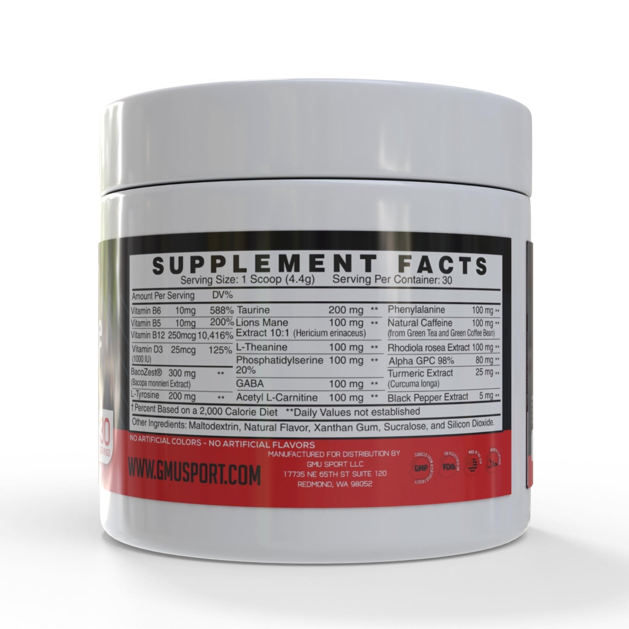 GMU SPORT Nootro-Prime Brain Boost - Focus Brain Supplement - Mushroom Supplement Powder with Alpha GPC, Nootropic Brain Supplements for Memory and Focus with Lions Mane, 30 Servings, Tropical Flavor - TrustMedUSA