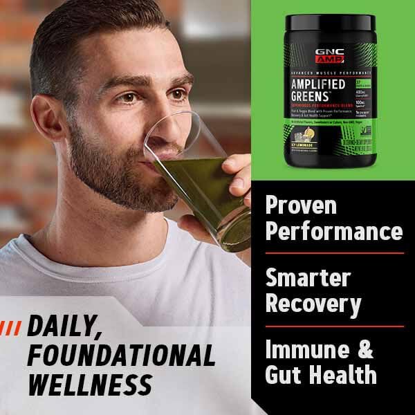 GNC AMP Amplified Greens Superfoods Performance Blend - Vegan Athlete Superfood Drink - Blueberry Pomegranate - 9.9 Oz (30 Servings) - TrustMedUSA