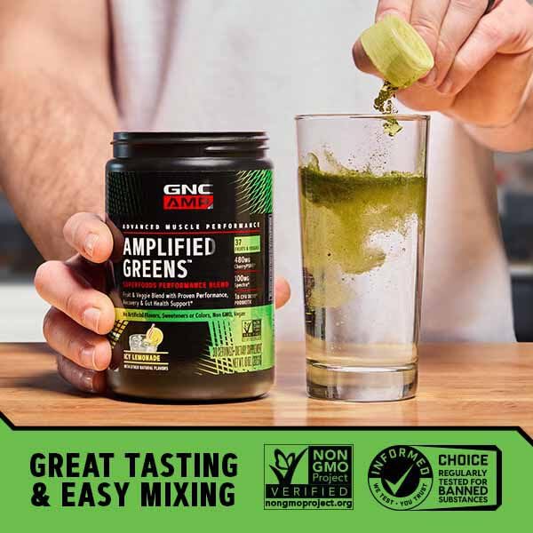 GNC AMP Amplified Greens Superfoods Performance Blend - Vegan Athlete Superfood Drink - Blueberry Pomegranate - 9.9 Oz (30 Servings) - TrustMedUSA