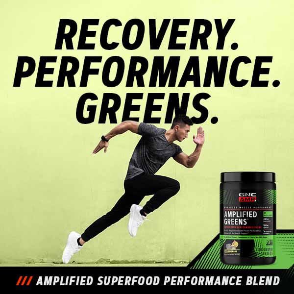 GNC AMP Amplified Greens Superfoods Performance Blend - Vegan Athlete Superfood Drink - Blueberry Pomegranate - 9.9 Oz (30 Servings) - TrustMedUSA