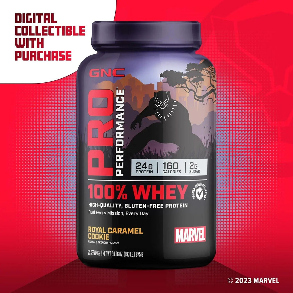 GNC Pro Performance 100% Whey - Marvel: Royal Caramel Cookie - 25 Servings - TrustMedUSA
