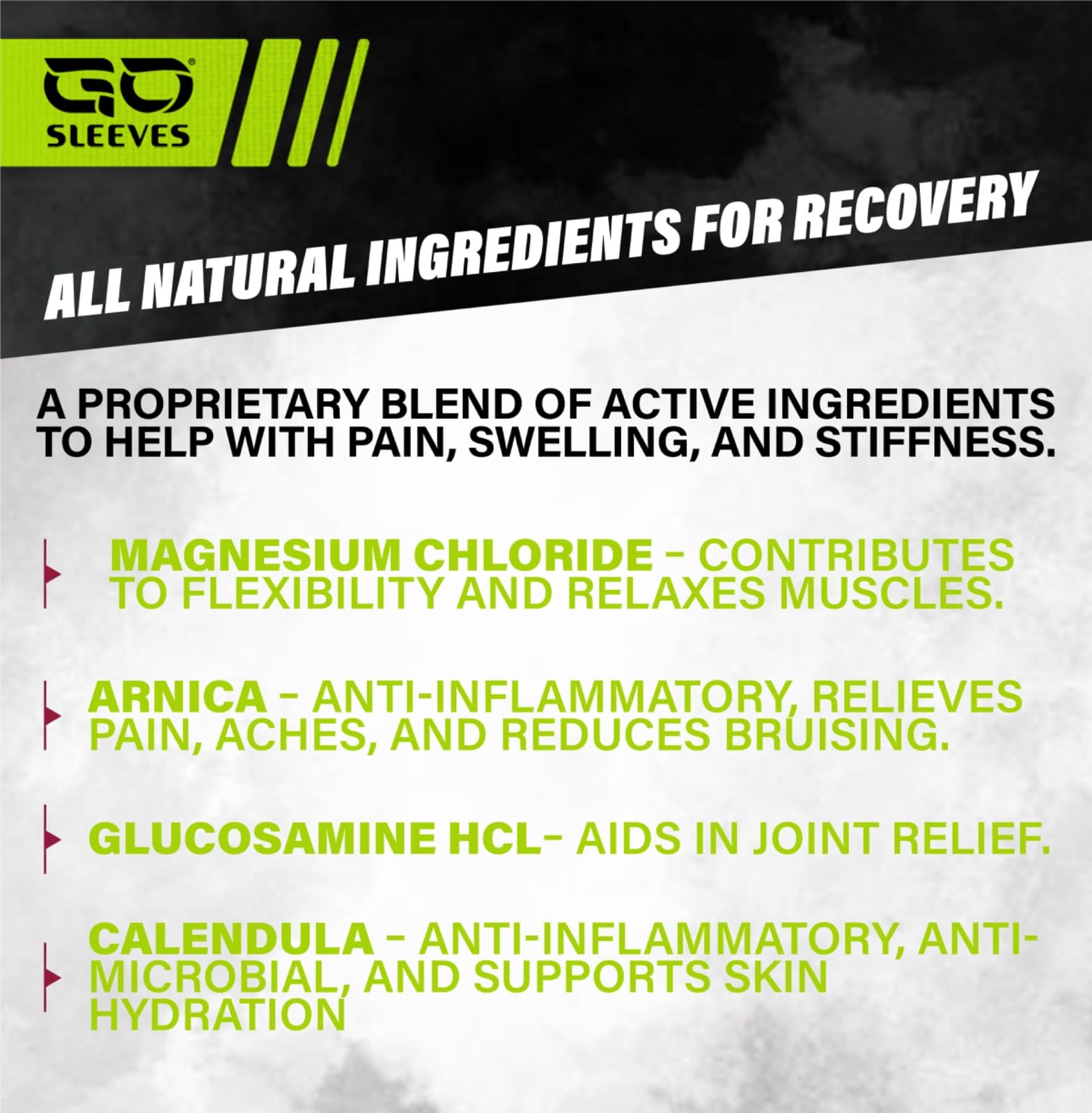 Go Sleeves Sports Recovery Cream - Concentrated Muscle and Joint Recovery Lotion – Magnesium Chloride Cream with Arnica for Muscle Pain and Stiffness from Running, Exercise, Backache – 2 Ounces - TrustMedUSA