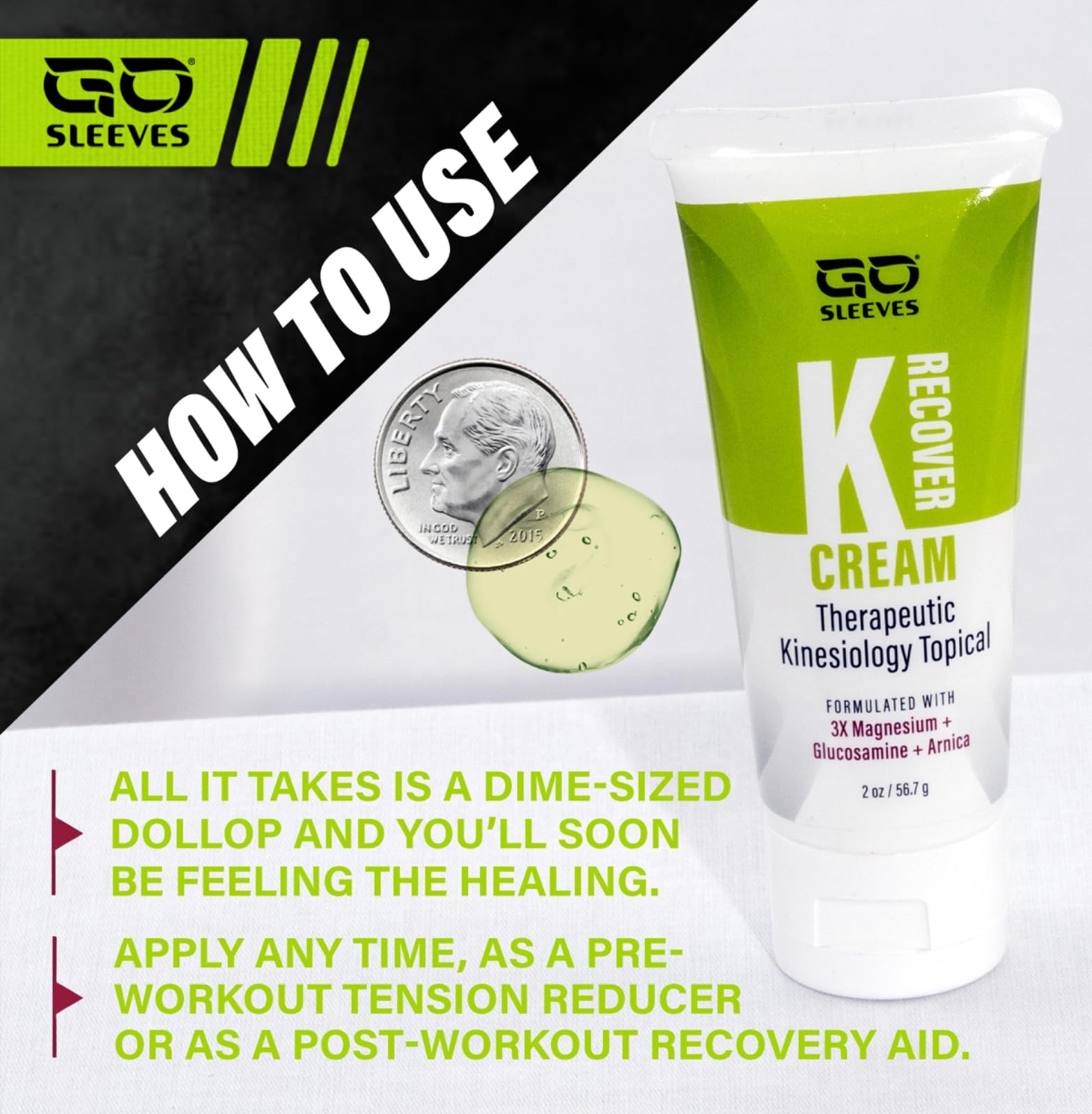 Go Sleeves Sports Recovery Cream - Concentrated Muscle and Joint Recovery Lotion – Magnesium Chloride Cream with Arnica for Muscle Pain and Stiffness from Running, Exercise, Backache – 2 Ounces - TrustMedUSA