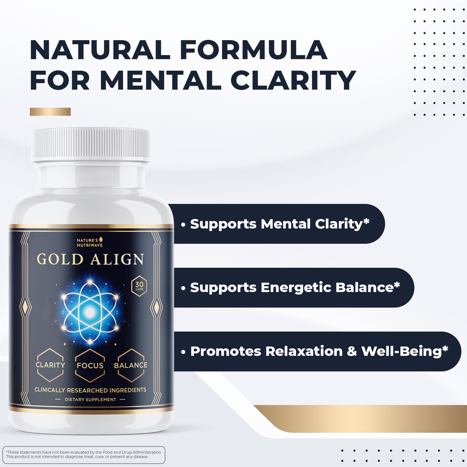Gold Align - Holy Basil Capsules with Sage, Goldenseal, Monoatomic Gold - Herbal Supplement for Overall Health,100% Natural - Made in USA, Non-GMO, GMP-Certified - 30 Capsules, 1 Month Supply - TrustMedUSA