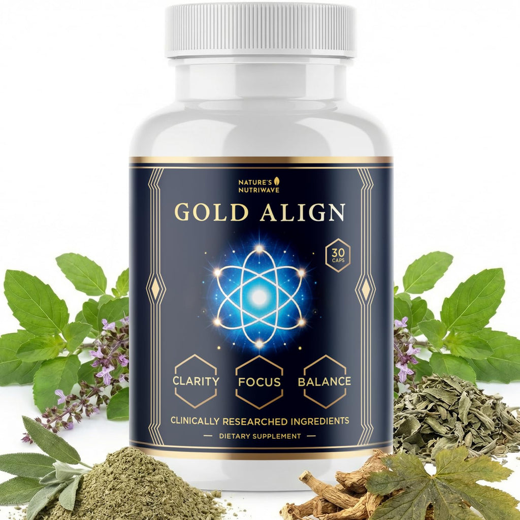 Gold Align - Holy Basil Capsules with Sage, Goldenseal, Monoatomic Gold - Herbal Supplement for Overall Health,100% Natural - Made in USA, Non-GMO, GMP-Certified - 30 Capsules, 1 Month Supply - TrustMedUSA