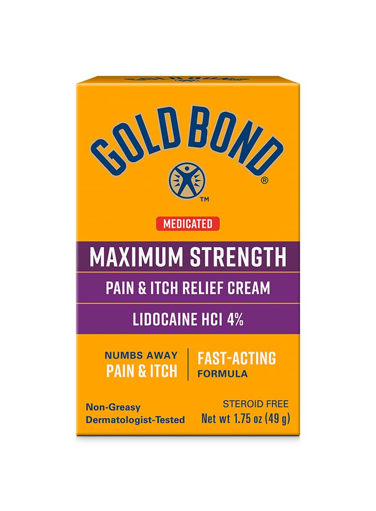 Gold Bond Medicated Maximum Strength Pain & Itch Relief Cream, Intense Itch Relief, 1.75 oz., with Lidocaine - TrustMedUSA