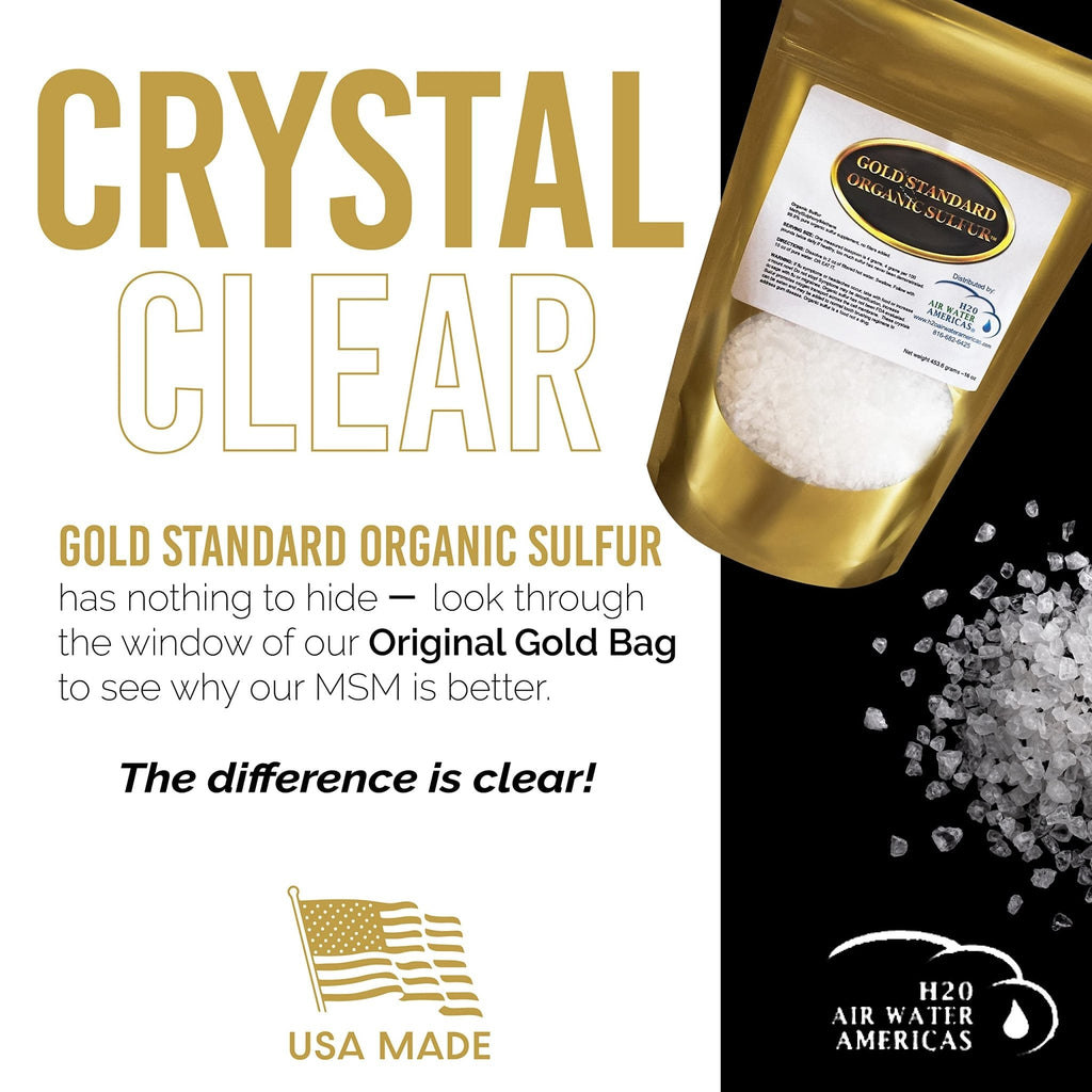 Gold Standard Organic Sulfur Crystals 1lb - 99.9% Pure MSM Crystals - High-Purity MSM Supplement Powder - Large Granular Flakes - 3rd Party Tested for Purity - Maple Wellness Supplements