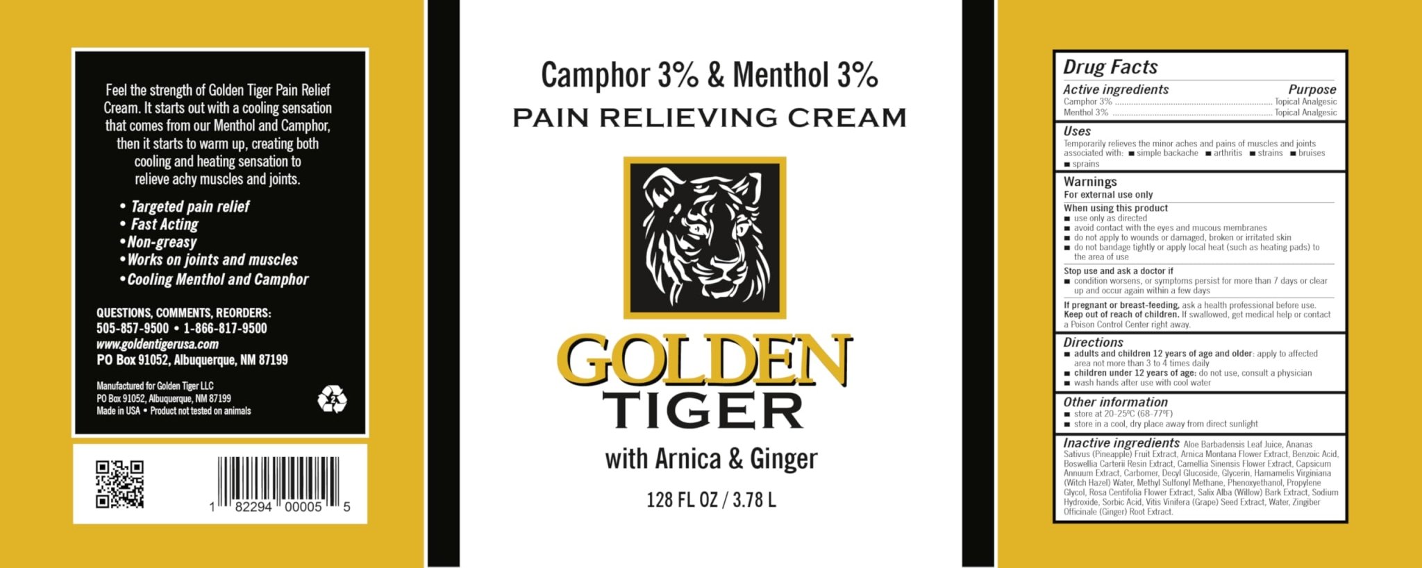 Golden Tiger Pain Relief Cream1 Gallon - TrustMedUSA
